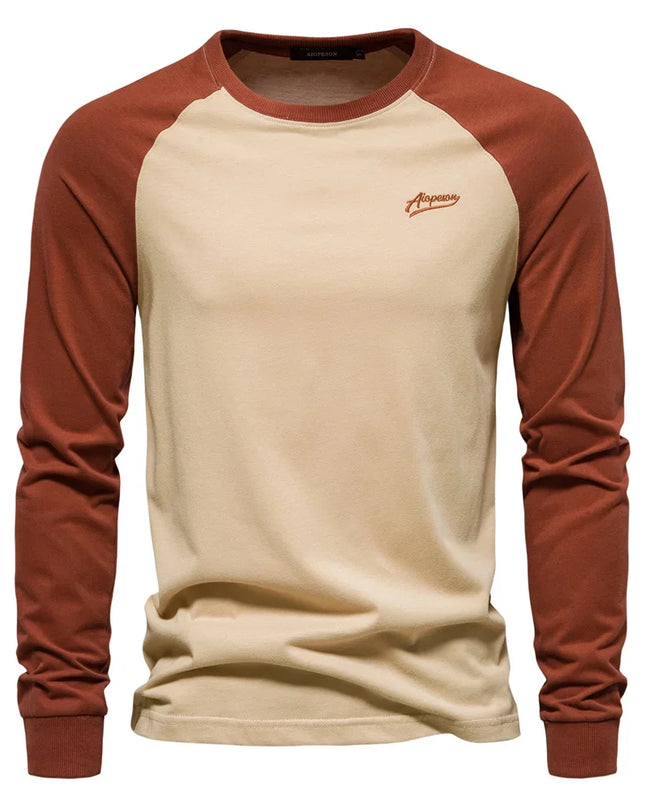 Men's 100% Cotton Long Sleeve T-Shirt - Casual O-Neck Tee
