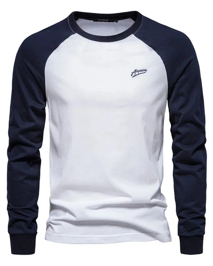 Men's 100% Cotton Long Sleeve T-Shirt - Casual O-Neck Tee