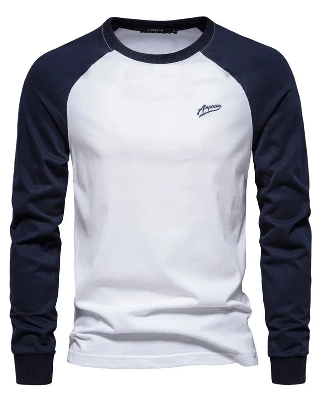 Men's 100% Cotton Long Sleeve T-Shirt - Casual O-Neck Tee
