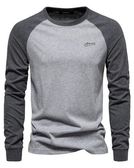 Men's 100% Cotton Long Sleeve T-Shirt - Casual O-Neck Tee