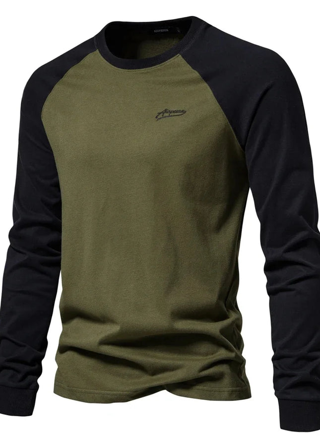 Men's 100% Cotton Long Sleeve T-Shirt - Casual O-Neck Tee