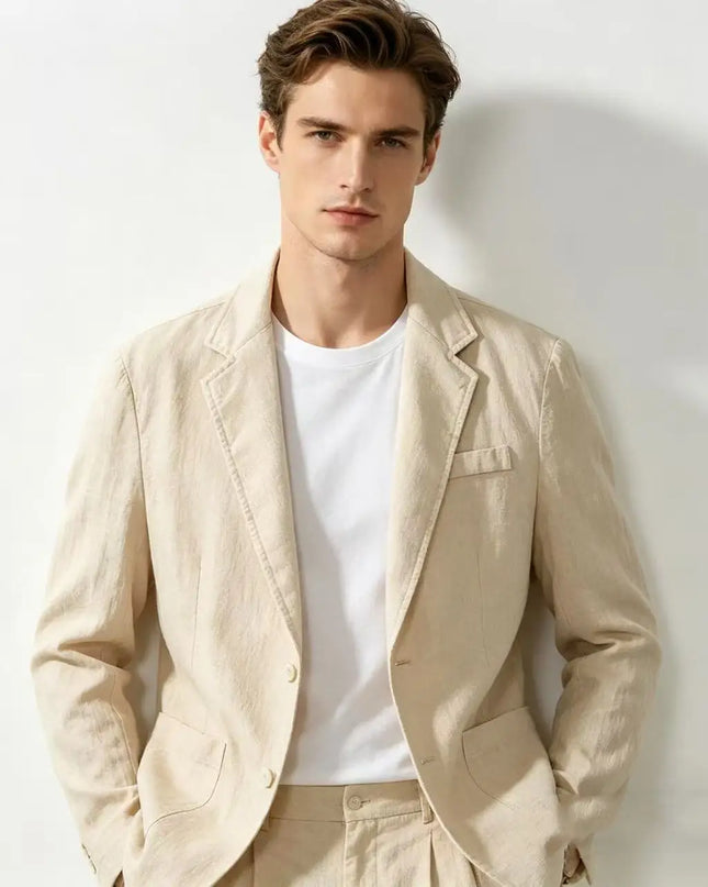 Men's 100% Cotton Slim-Fit Blazer - Fashionable for Travel & Weddings