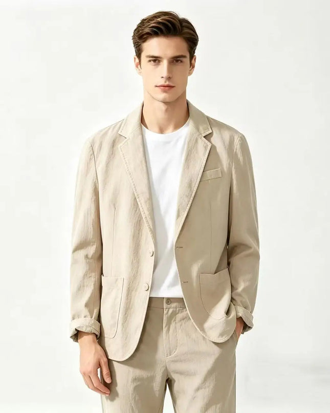 Men's 100% Cotton Slim-Fit Blazer - Fashionable for Travel & Weddings