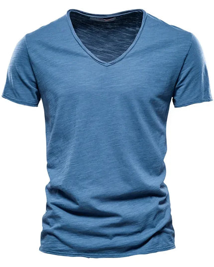 Men's 100% Cotton V-Neck T-Shirt - Slim Fit Casual Tees