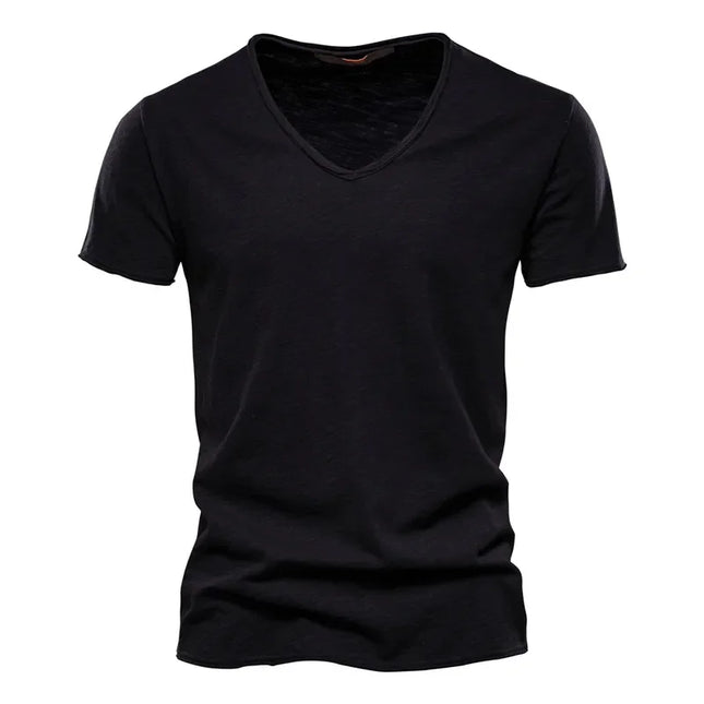 Men's 100% Cotton V-Neck T-Shirt - Slim Fit Casual Tees