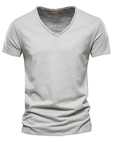 Men's 100% Cotton V-Neck T-Shirt - Slim Fit Casual Tees