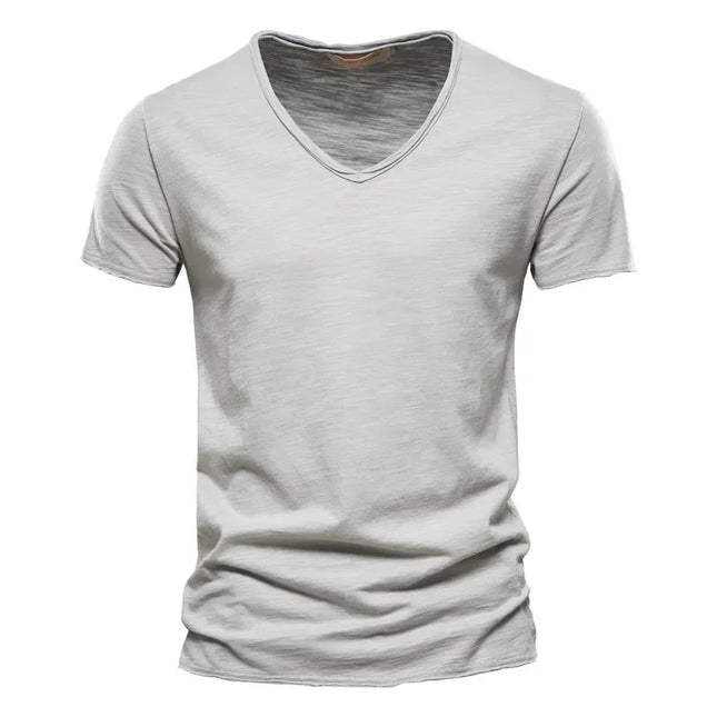 Men's 100% Cotton V-Neck T-Shirt - Slim Fit Casual Tees