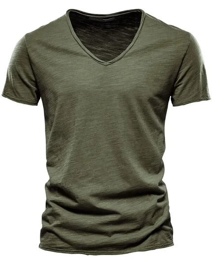 Men's 100% Cotton V-Neck T-Shirt - Slim Fit Casual Tees