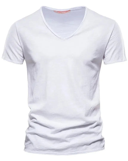 Men's 100% Cotton V-Neck T-Shirt - Slim Fit Casual Tees