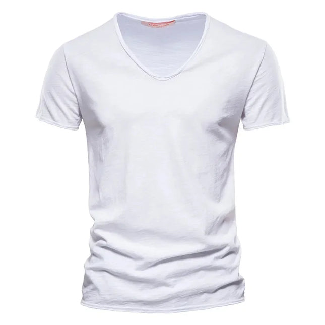 Men's 100% Cotton V-Neck T-Shirt - Slim Fit Casual Tees
