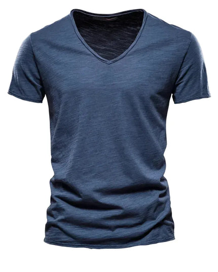 Men's 100% Cotton V-Neck T-Shirt - Slim Fit Casual Tees