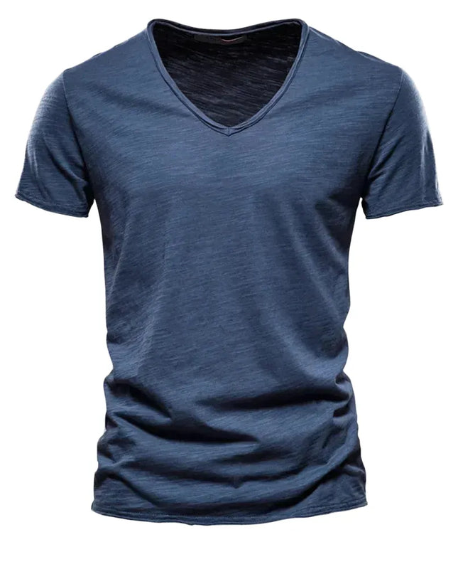 Men's 100% Cotton V-Neck T-Shirt - Slim Fit Casual Tees