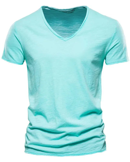 Men's 100% Cotton V-Neck T-Shirt - Slim Fit Casual Top