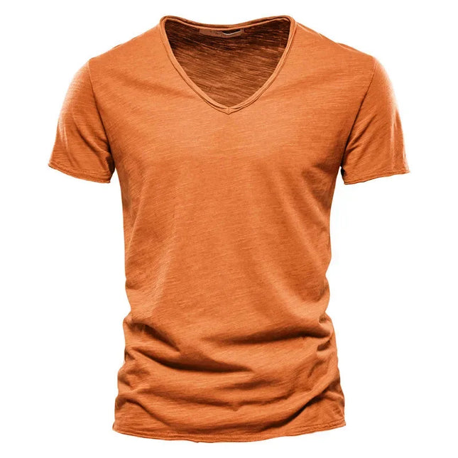 Men's 100% Cotton V-Neck T-Shirt - Slim Fit Casual Top