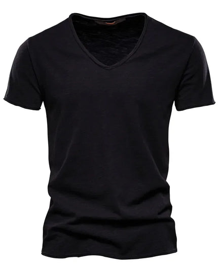 Men's 100% Cotton V-Neck T-Shirt - Slim Fit Casual Top