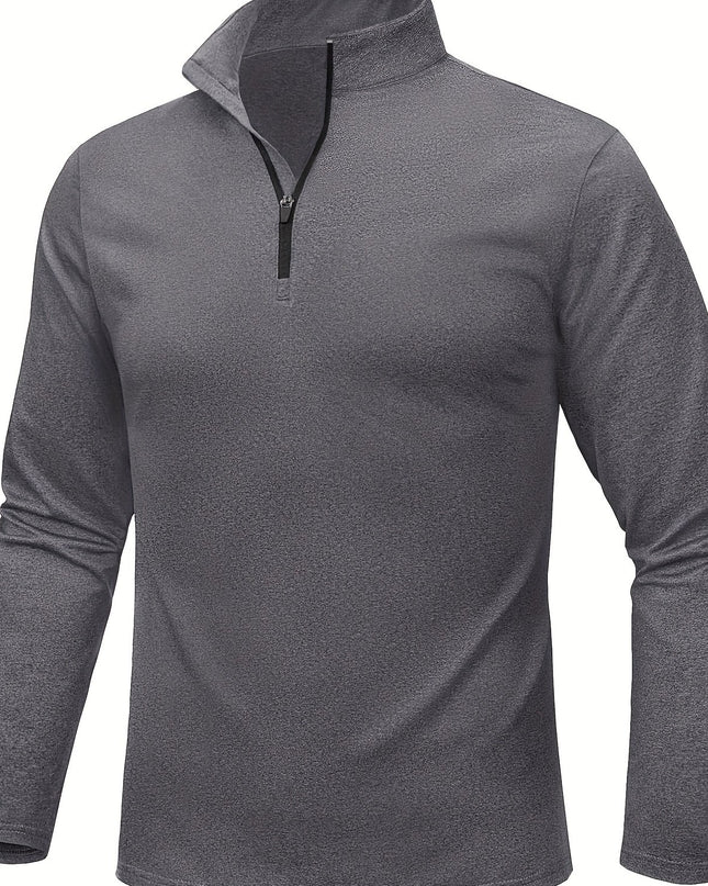 Men's 1/4 Zip Running Shirt - Warm, Breathable, Stretchy Fabric