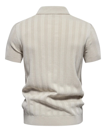Men's 2024 Ribbed Knit Polo Shirt - Breathable Summer Style