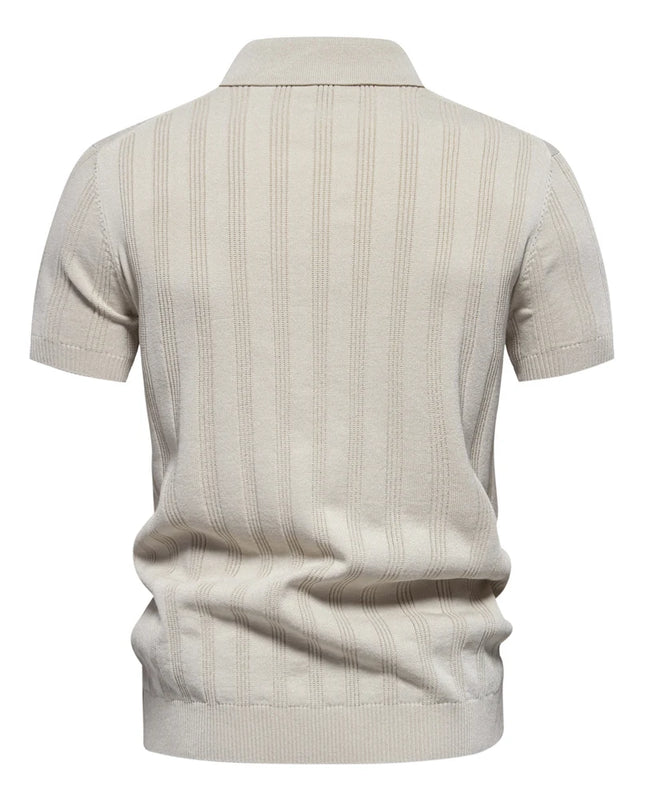 Men's 2024 Ribbed Knit Polo Shirt - Breathable Summer Style