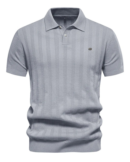 Men's 2024 Ribbed Knit Polo Shirt - Breathable Summer Style