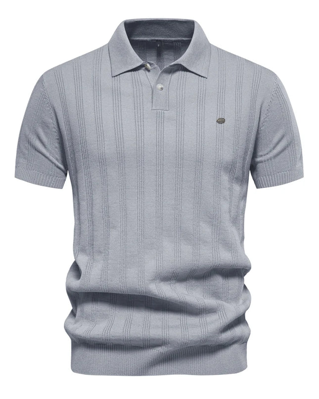 Men's 2024 Ribbed Knit Polo Shirt - Breathable Summer Style