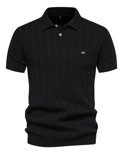 Men's 2024 Ribbed Knit Polo Shirt - Breathable Summer Style