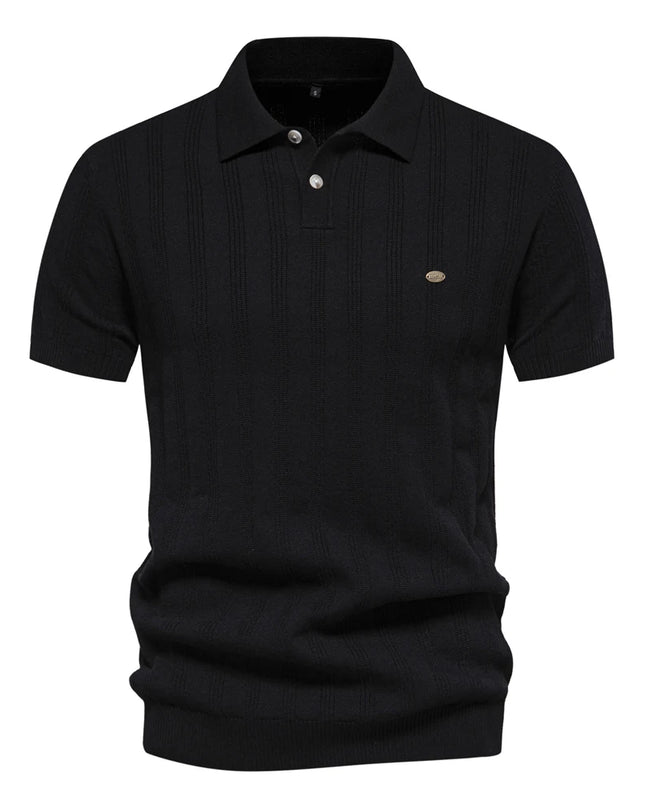 Men's 2024 Ribbed Knit Polo Shirt - Breathable Summer Style