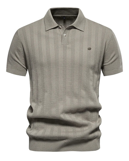 Men's 2024 Ribbed Knit Polo Shirt - Breathable Summer Style
