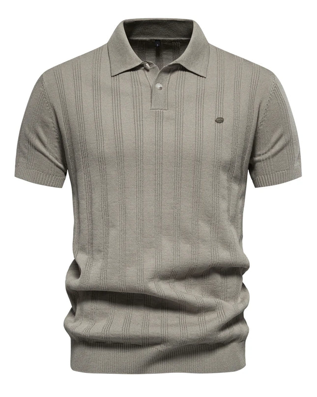 Men's 2024 Ribbed Knit Polo Shirt - Breathable Summer Style