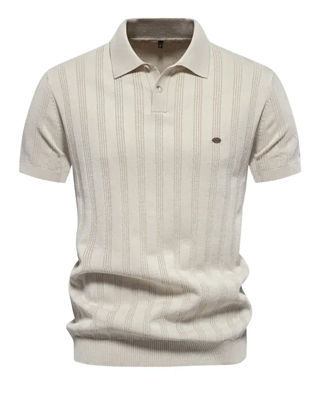 Men's 2024 Ribbed Knit Polo Shirt - Breathable Summer Style