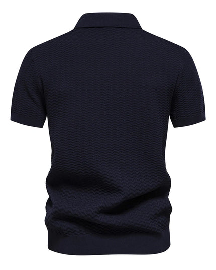 Men's 2024 Summer Ribbed Knit Polo Shirt - Short Sleeve Cool Fit