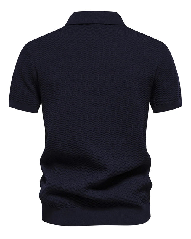 Men's 2024 Summer Ribbed Knit Polo Shirt - Short Sleeve Cool Fit