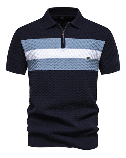 Men's 2024 Summer Ribbed Knit Polo Shirt - Short Sleeve Cool Fit