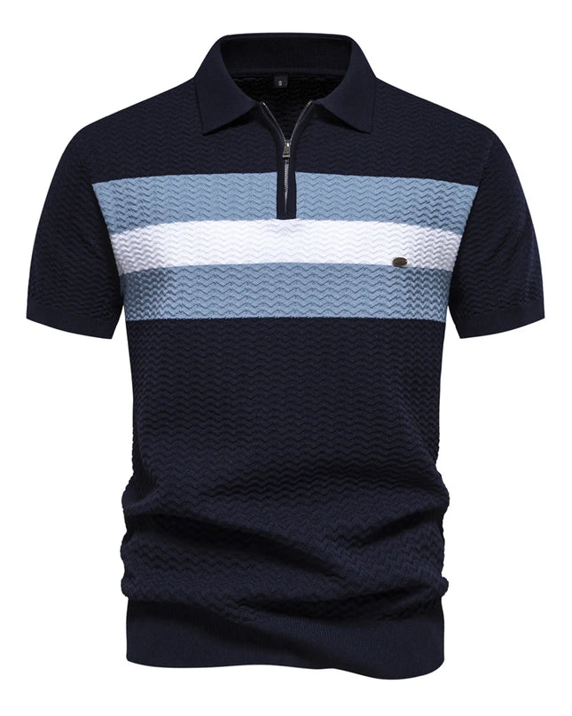 Men's 2024 Summer Ribbed Knit Polo Shirt - Short Sleeve Cool Fit