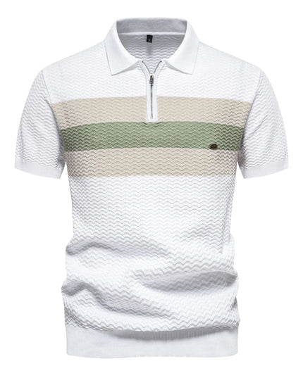 Men's 2024 Summer Ribbed Knit Polo Shirt - Short Sleeve Cool Fit