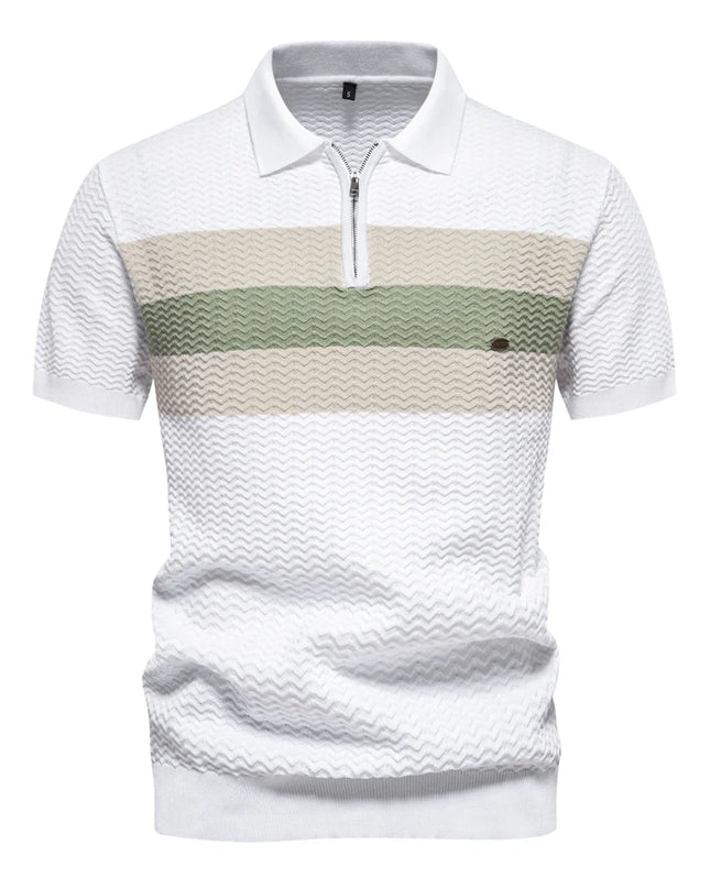 Men's 2024 Summer Ribbed Knit Polo Shirt - Short Sleeve Cool Fit