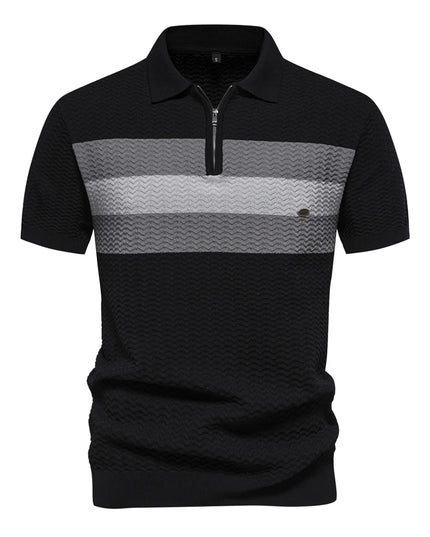 Men's 2024 Summer Ribbed Knit Polo Shirt - Short Sleeve Cool Fit