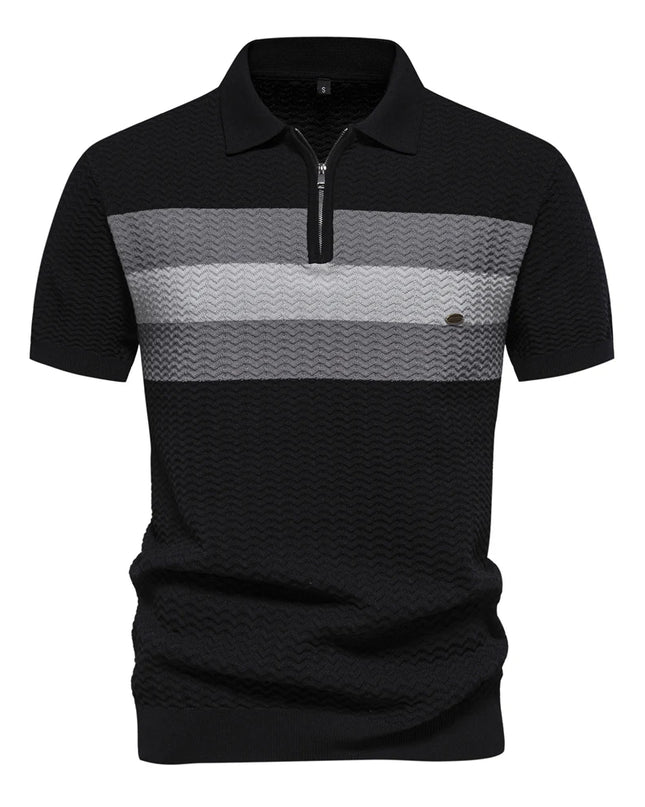 Men's 2024 Summer Ribbed Knit Polo Shirt - Short Sleeve Cool Fit
