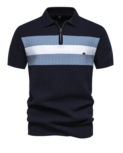 Men's 2024 Summer Ribbed Knit Polo Shirt - Short Sleeve Cool Fit