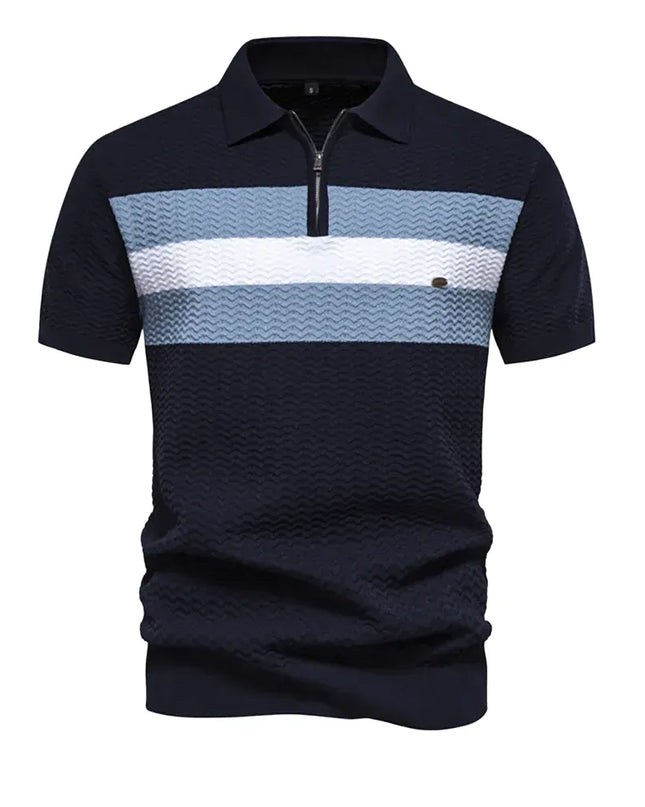 Men's 2024 Summer Ribbed Knit Polo Shirt - Short Sleeve Cool Fit