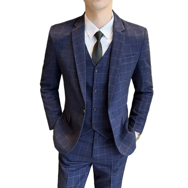 Men's 3 Piece Suit Set - Blazer, Vest & Pants for Business Casual