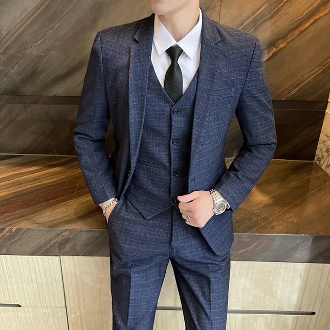 Men's 3 Piece Suit Set - Blazer, Vest & Pants for Business Casual