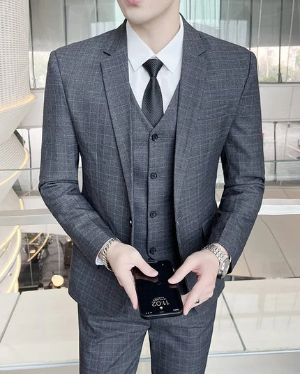 Men's 3 Piece Suit Set - Blazer, Vest & Pants for Business Casual