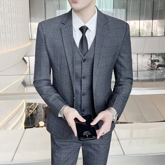 Men's 3 Piece Suit Set - Blazer, Vest & Pants for Business Casual