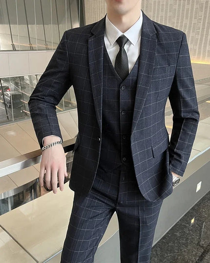 Men's 3 Piece Suit Set - Blazer, Vest & Pants for Business Casual