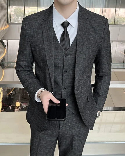 Men's 3 Piece Suit Set - Blazer, Vest & Pants for Business Casual