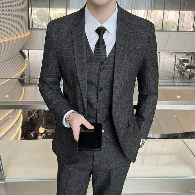 Men's 3 Piece Suit Set - Blazer, Vest & Pants for Business Casual