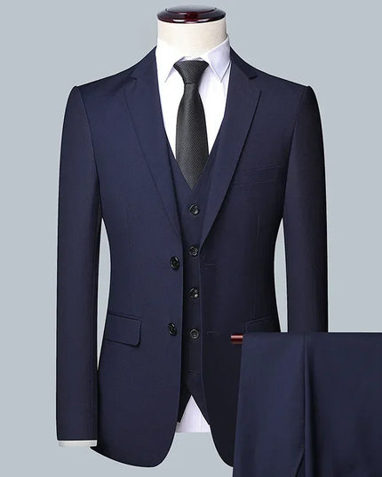 Men's 3-Piece Suit Set - Blazer, Vest, Trousers for Formal Events