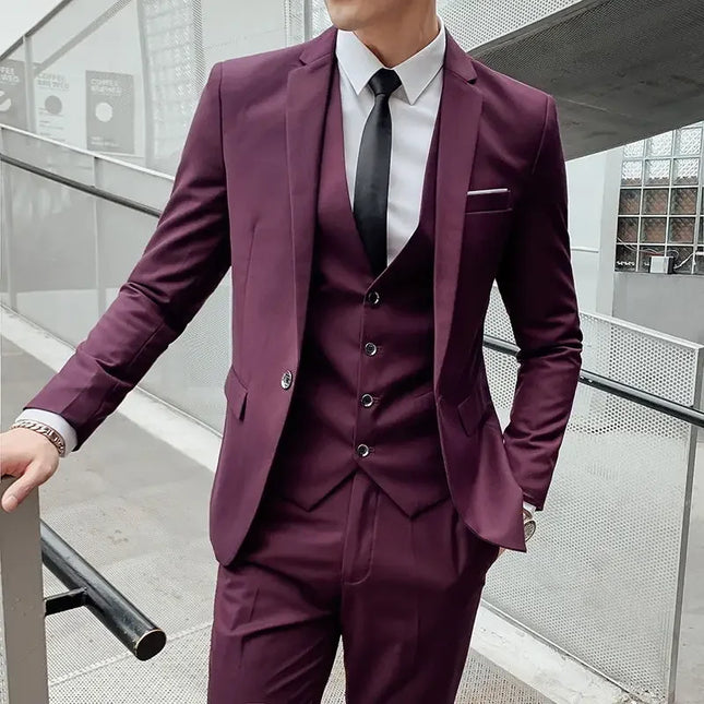 Men's 6XL Slim Fit Suit - Blazer, Vest & Pants for Casual Style
