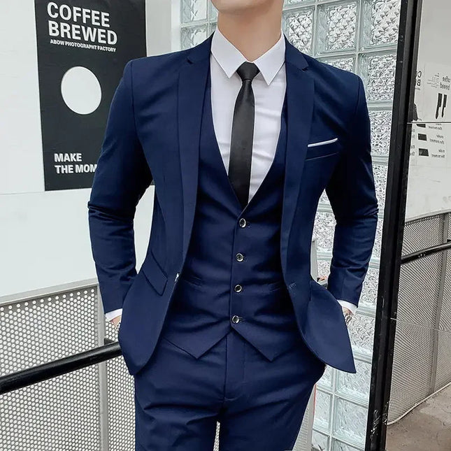 Men's 6XL Slim Fit Suit - Blazer, Vest & Pants for Casual Style