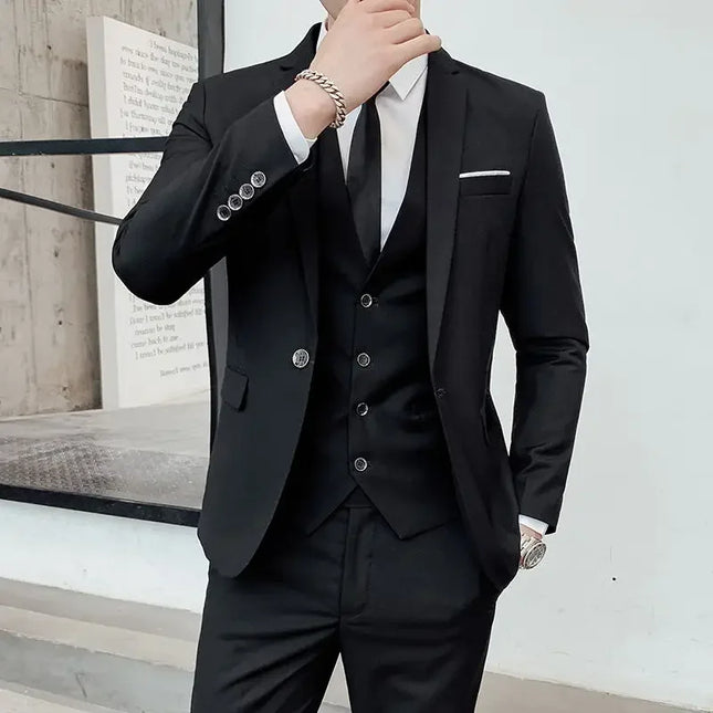 Men's 6XL Slim Fit Suit - Blazer, Vest & Pants for Casual Style